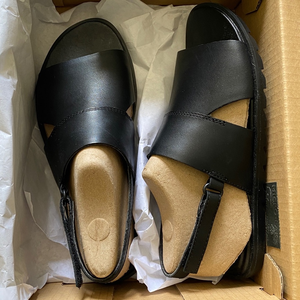 NIB Sorel - Ella leather slingback sandal - Size 6 - black